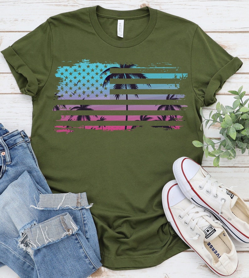 American Flag Shirt, Travel Beach Vacation Shirt, Sunshine Shirt ...