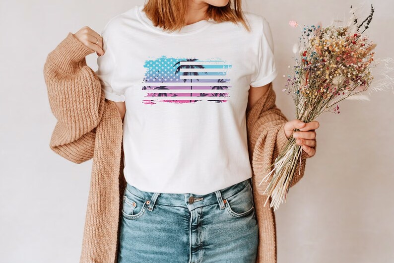 American Flag Shirt, Travel Beach Vacation Shirt, Sunshine Shirt ...