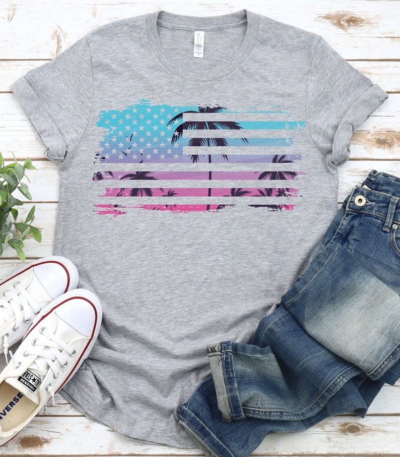 American Flag Shirt, Travel Beach Vacation Shirt, Sunshine Shirt ...