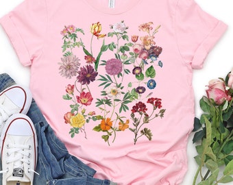 Flowers Tshirt, Boho Wildflowers Cottagecore Shirt, Birthday Gift for, Women Shirt Valentines Shirt Gift, Garden Lover Shirt, Gift for Her