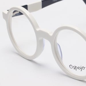 Gafas redondas de acetato de zyl blancas estilo vintage, montura ligera unisex