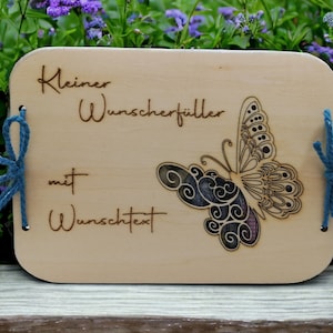 Geldkarte aus Holz personalisiert Wunscherfüller Geldgeschenk Holz mit Gravur Schmetterling 3D Geldkarte Geschenkkarte 16x11cm