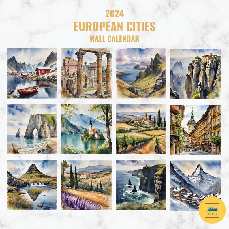 2026 European Landscapes Watercolor Aquarelle Wall Calendar (for Orders ...
