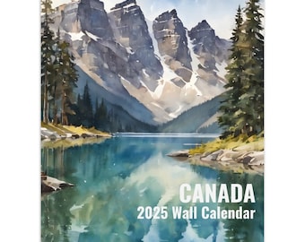 2025 Canada Watercolor Aquarelle Vertical Wall Calendar (US & CA formats - LT) - 12 month watercolor art calendar - Perfect Gift