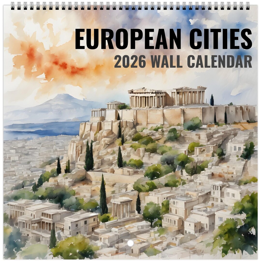 2026 European Cities Watercolor Aquarelle Wall Calendar (for Orders in ...