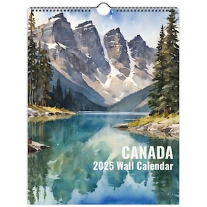 Calendario da parete verticale Canada Watercolor Aquarelle 2025 (per ordini negli USA e in Canada) - Calendario d'arte ad acquerello di 12 mesi - Regalo perfetto