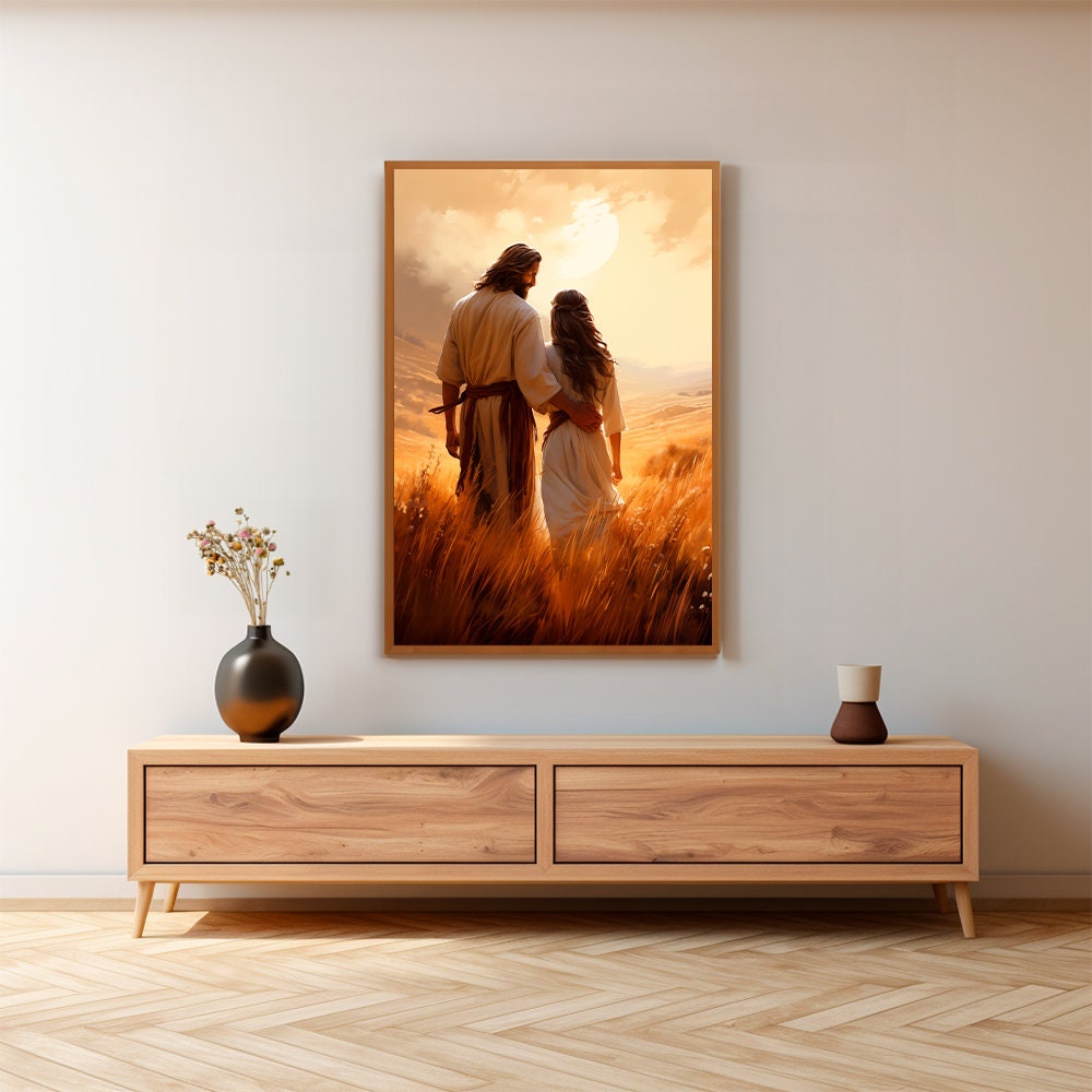 Jesus Christ Walking With Girl DIGITAL PRINT Lead Me Guide Me Bible Art ...