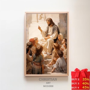 Jesuskind belehrend | DIGITALDRUCK! | Jesus Porträt | Jesus Gemälde | Jesus Druck | Jesus Kunst | Jesus Wandkunst | Jesus Aquarell