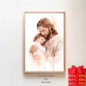 Jesus Holding a Little Girl  |  DIGITAL PRINT! | Jesus Holding Child | Christian Art | Teenage Girl in Jesus' Arms | Picture of Jesus