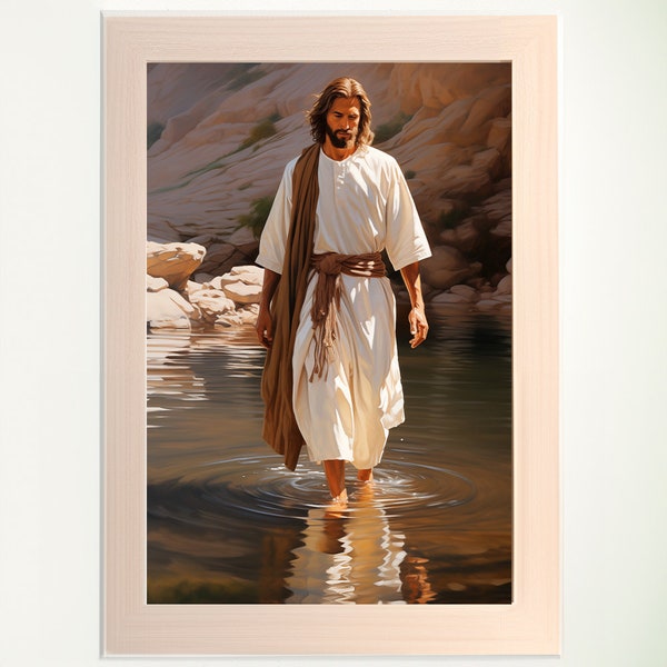 Jesus Walking on Water / DIGITAL PRINT!/ Be Still My Soul / Fourth Watch God / Christian Bible LDS Modern Abstract Wall Art/ Jesus Art Print