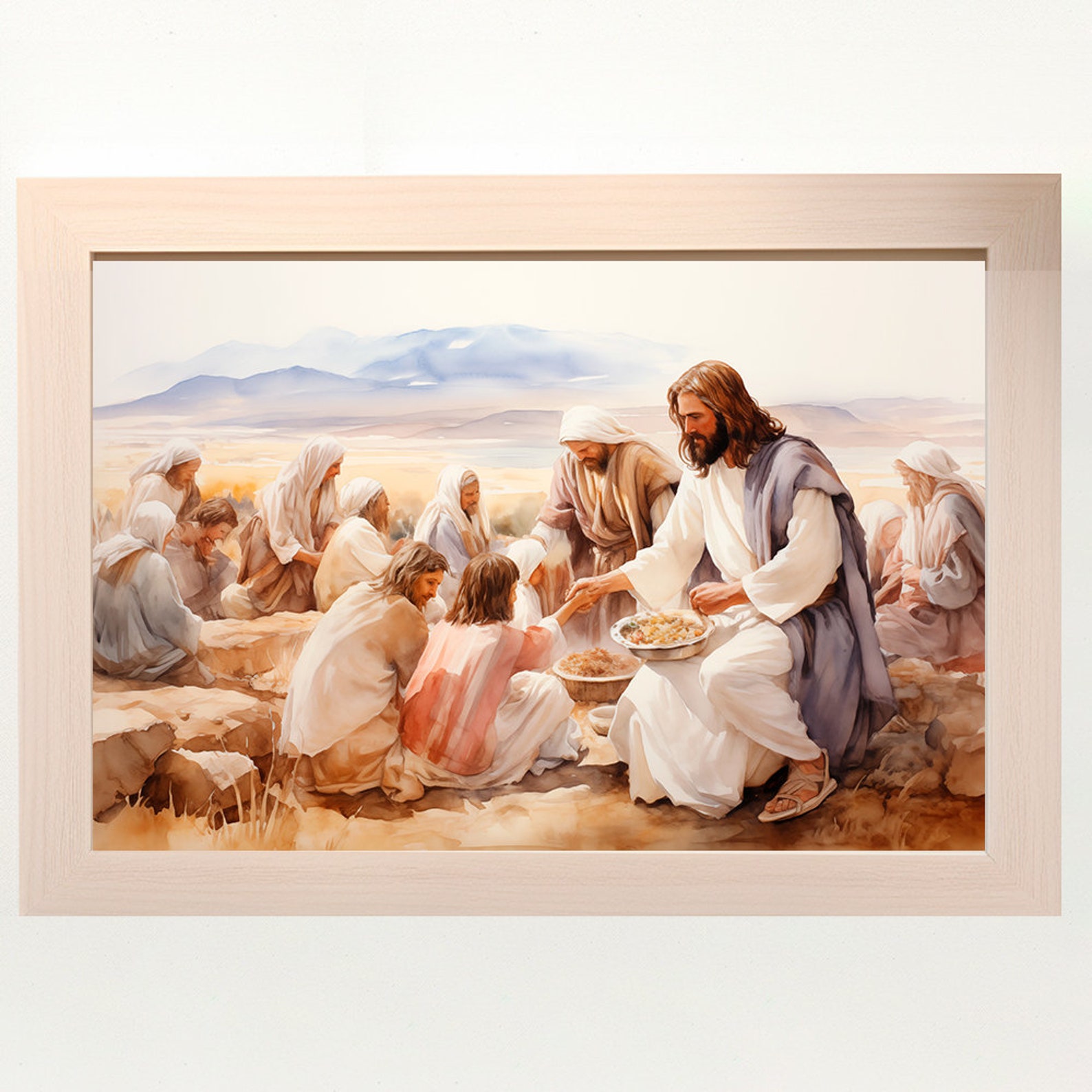 Jesus Feeds the 5000, Digital Print, God Provides, Feeding of the 5000 ...