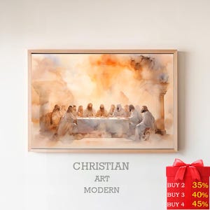 The Last Supper Art Print: Jesus, Apostles, Christian Bible Verse (Digital Download)