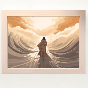 Moses Parting the Red Sea DIGITAL DOWNLOAD, Christian Bible Art, Crossing the Red Sea Modern Art, Jesus print