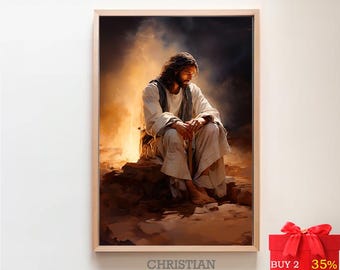 Jesus Praying in Gethsemane Art: Christian Bible Print (Digital Download)