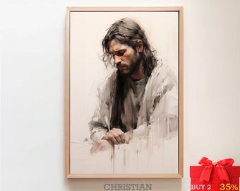 Jesus Praying Art Print: Garden of Gethsemane, Christian Wall Art (Digital Download)
