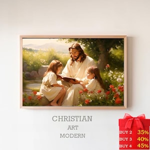 Jesus ensinando criança | IMPRESSÃO DIGITAL! | Retrato de Jesus | Pintura de Jesus | Impressão de Jesus | Arte de Jesus | Arte de parede de Jesus | Aquarela de Jesus