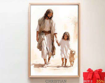 Cristo con el Niño / ¡IMPRESIÓN DIGITAL! / Jesús y los niños / Hijo de Dios / Soy un hijo de Dios / Jesús y el Niño / Impresión artística de Jesús / Arte SUD