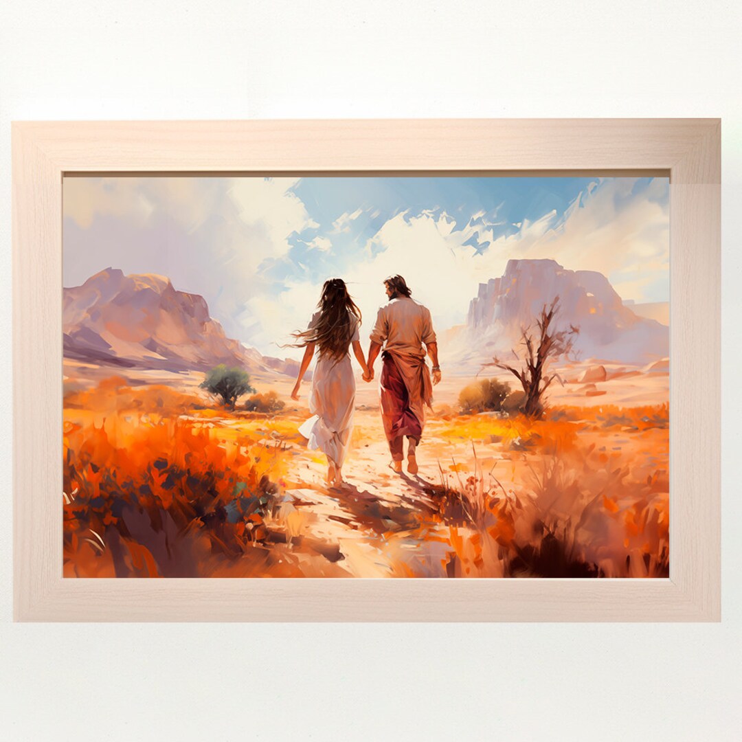 Jesus Christ Walking With Girl DIGITAL PRINT Lead Me Guide Me Bible Art ...