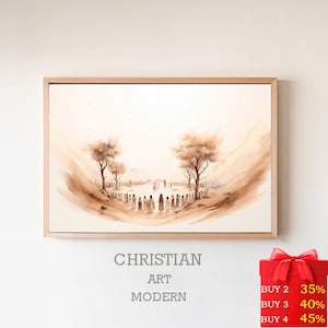 Jesus Feeds the 5000, Digital Print, God Provides, Feeding of the 5000, Bible Wall Art,5 Loaves of Bread 2 Fish, Christian Faith, Bible Art