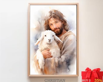 The Good Shepherd | DIGITAL PRINT | Jesus Holding the Lost Lamb | The Journey Home | Jesus Holding Lamb Wall Art | Lamb Of God Jesus Sheep
