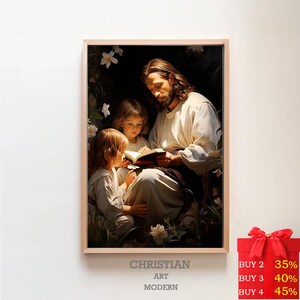 Jezus onderwijst kind | DIGITALE AFDRUK! | Jezusportret | Jezus schilderij | Jezus-afdruk | Jezuskunst | Jezus kunst aan de muur | Jezus-aquarel