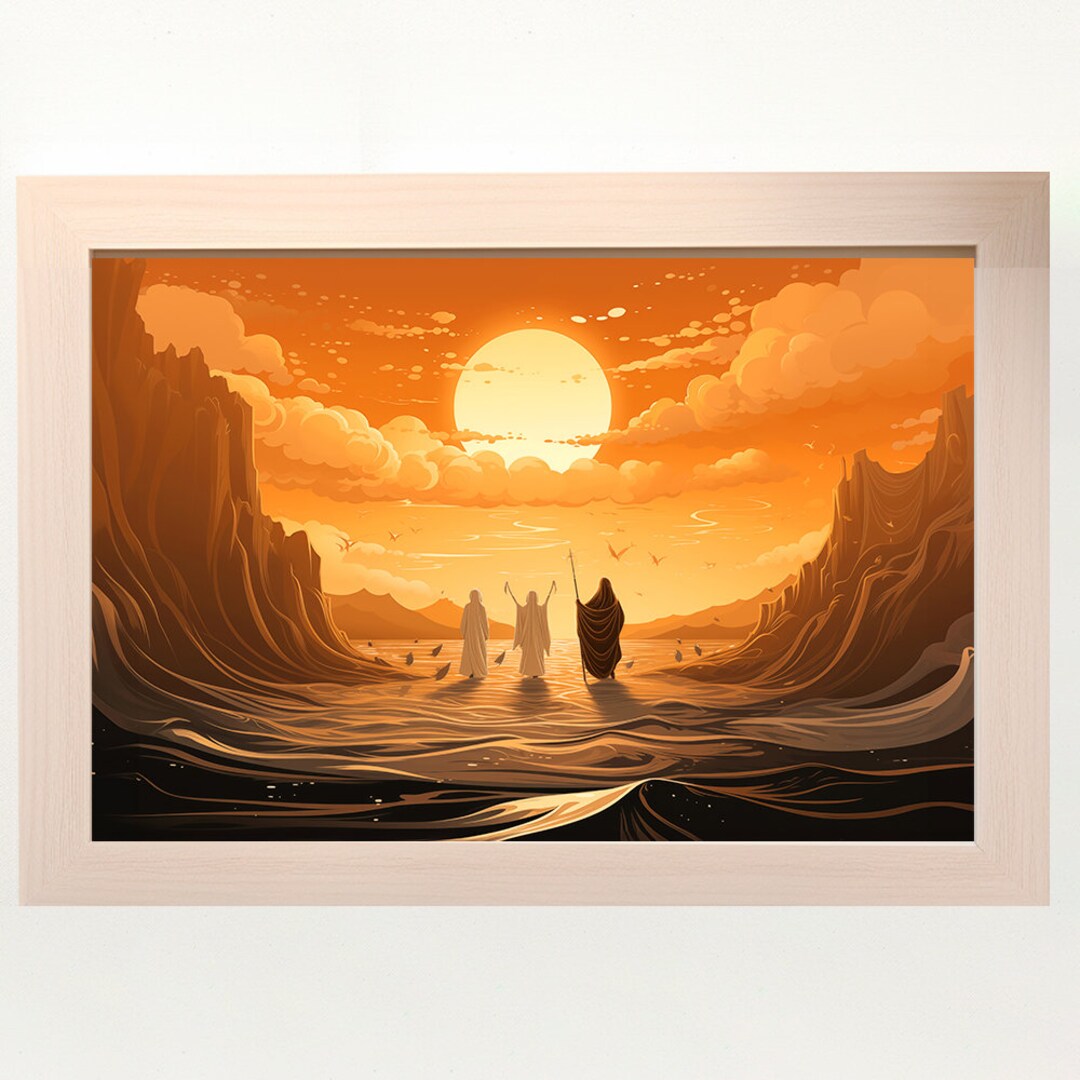 Moses Parting the Red Sea DIGITAL DOWNLOAD, Christian Bible Art ...