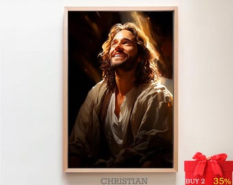 Jesus Laughing | Smiling Christ | DIGITAL PRINT! | Jesus Smiling | Picture of Jesus | Jesus Watercolor | Jesus Art Print | LDS Art