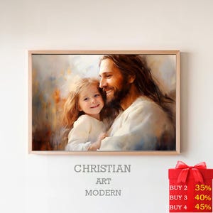 Jesus Holding a Little Girl  |  DIGITAL PRINT! | Jesus Holding Child | Christian Art | Teenage Girl in Jesus' Arms | Picture of Jesus