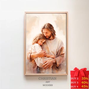 Jesus Holding a Little Girl  |  DIGITAL PRINT! | Jesus Holding Child | Christian Art | Teenage Girl in Jesus' Arms | Picture of Jesus