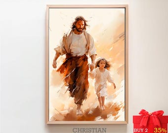 Cristo con el Niño / ¡IMPRESIÓN DIGITAL! / Jesús y los niños / Hijo de Dios / Soy un hijo de Dios / Jesús y el Niño / Impresión artística de Jesús / Arte SUD