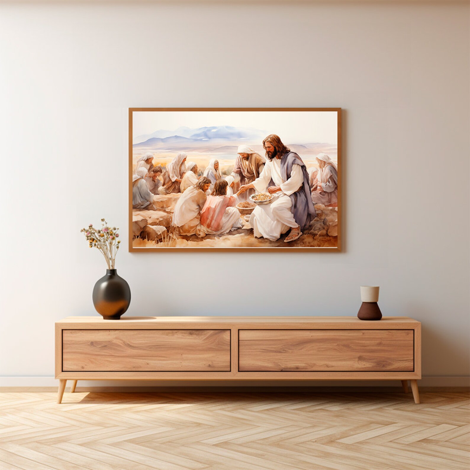 Jesus Feeds the 5000, Digital Print, God Provides, Feeding of the 5000 ...