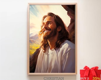 Jesus Laughing | Smiling Christ | DIGITAL PRINT! | Jesus Smiling | Picture of Jesus | Jesus Watercolor | Jesus Art Print | LDS Art