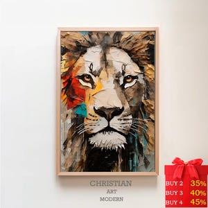 Christian Gift for Pastor Jesus Lion of Judah Cross Poster Church Art Lion Cross Poster Jesus Wall Art Christian Art Christian Decor
