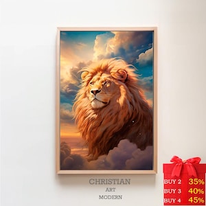 Jesus and Lion Art: Lion of Judah Watercolor Painting (Digital Download)