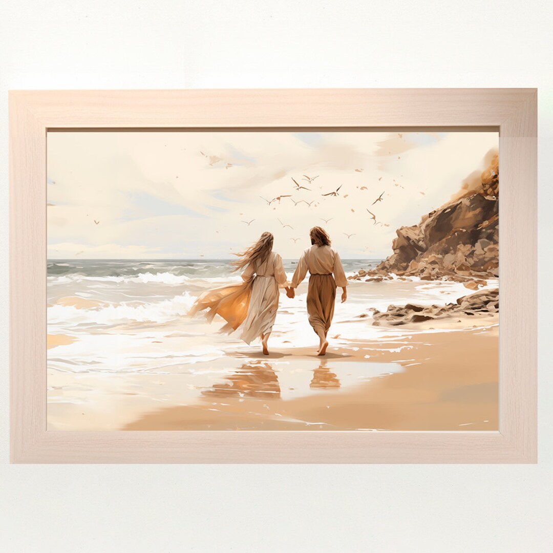 Jesus Christ Walking With Girl DIGITAL PRINT Lead Me Guide Me Bible Art ...