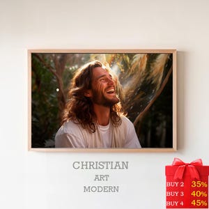 Jesus Laughing | Smiling Christ | DIGITAL PRINT! | Jesus Smiling | Picture of Jesus | Jesus Watercolor | Jesus Art Print | LDS Art