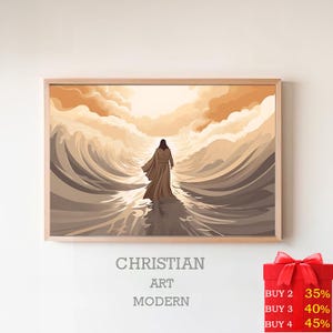 Moses Parting the Red Sea DIGITAL DOWNLOAD, Christian Bible Art, Crossing the Red Sea Modern Art, Jesus print