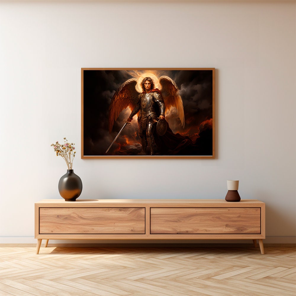 Art Archangel Michael Digital Print the Celestial Defender Saint ...