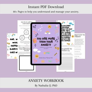 Anxiety Workbook for mental Health Care, Techniques based on cognitive behavioral therapy for self care, Printable digital download