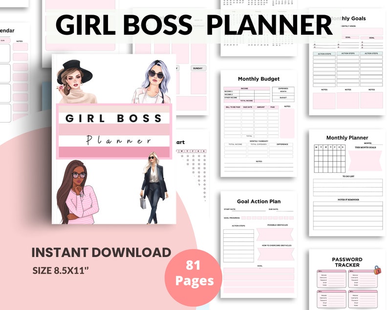 2024 Girl Boss Planner Printable, Boss Babe Planner, Small Business ...