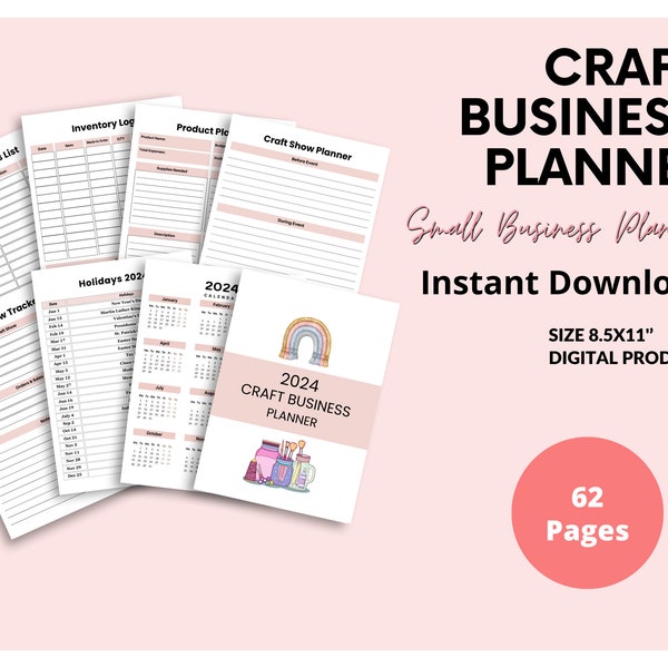 Craft Business Planner, Printable Small Business Templates, Ideal for Show & Fair Organization Great Gift for Handmade Business Owners