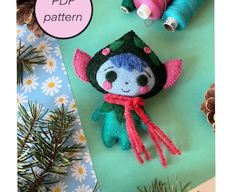 Felt Forest Elf PDF Pattern, Handmade Toy Tutorial, Felt Gnome Plush Pattern, DIY Elves, Elf Doll Sewing Pattern, Christmas Elf Embroidery