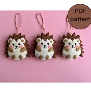 Felt Hedgehog PDF Pattern, Felted Woodland Animal Ornament, DIY Hedgehog Sewing Pattern, Hand Sewing Stuffed Animal, Embroidered Wool Felt