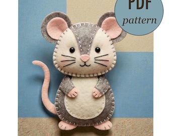 Felt Mouse PDF Sewing Pattern, DIY Sewing Project Felt Mouse Ornaments, Easy Embroidery Handmade Gift, Felt Mice DIY Instruction,