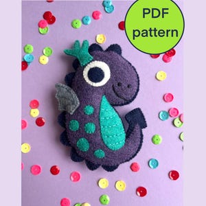 Felt Dragon Ornament PDF Pattern and Tutorial Instant Download, Sew your own Dragon, DIY Baby Dino,Handmade Toy,Felt Fantasy Dragon Ornament