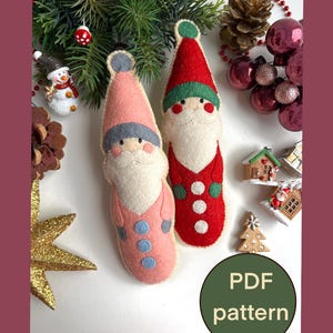 Felt Christmas Santa Claus PDF Pattern, Xmas Felt Tree Decoration, Hand Sewing DIY Wool Felt Christmas Ornament, Make Your Own Santa Claus