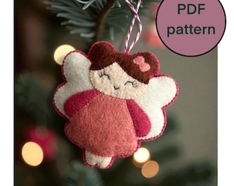Felt Christmas Angel PDF Pattern, Xmas Felt Angel Tree Decoration, Hand Sewing Tutorial,DIY Holiday Ornament, Embroidered Wool Felt Ornament