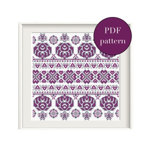 Traditional Hungarian Folk Cross Stitch Pattern, Folk Art Hungary, Vintage Rural Folklore Costume Embroidery Pattern, PDF Counted Sampler
