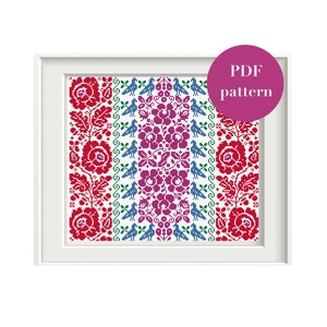 Traditional Hungarian Folk Cross Stitch Pattern, Folk Art Hungary, Vintage Rural Folklore Costume Embroidery Pattern, PDF Counted Sampler