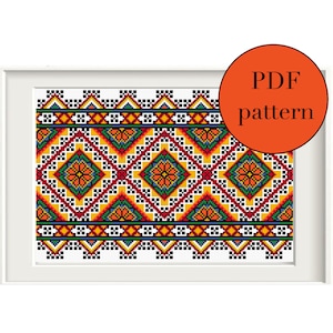Traditional Hungarian Folk Cross Stitch Pattern, Folk Art Hungary, Vintage Rural Folklore Costume Embroidery Pattern, PDF Counted Sampler